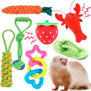 7 حزمة FERRET AND TOYS FERRET BELL BERLS SSPEEKER TOY SQUEAK BEET BET TOY TUGE DEENTED TUG OF WAR COTTON COTTON ROPE ROPE SCRATCH