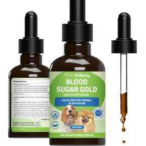 Pet Wellbeing - Blood Sugar Gold Value Size for Dogs & Cats - Natural Support for Healthy Blood Sugar Levels in Your Pet with Diabetes - 4 oz (118ml) in Kuwait