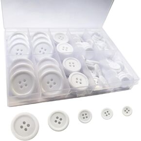 100 Pcs Premium Resin Sewing Buttons, 5 Sizes of Black Buttons, Flatback Button, 4-Hole Craft Button for Sewing, Suits, DIY and Decoration