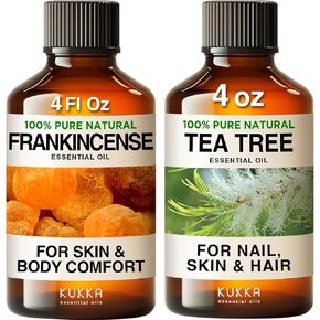 زيت اللبان لزيت شجرة الجلد والشاي للبشرة - 100 ٪ من الزيوت العطرية العطرية الطبيعية - 2x4 fl oz - Kukka