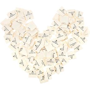 150 PCS ملصقات خياطة للعناصر المصنوعة يدويًا ، مصنوعة يدويًا مع علامات الحب ، علامات الخياطة على علامات الخياطة لـ DIY Crafts الحياكة