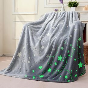 Joiedomi Glow in The Dark Blanket - Dinosaur Gift for Girls Boys Age 2 3 4 5 6 7 8 9 10 11 12 Year Old - Soft Cozy Flannel Kids Throw Blanket, Birthday Bedroom Decor 50"×60"