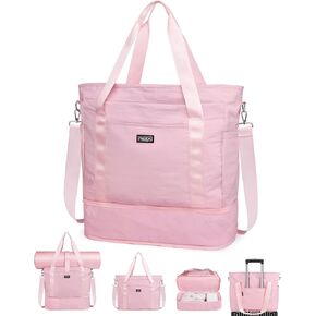 Fmeida Gym Bag with Shoe Compartment Expandable, Duffle Bag for Travel with Wet Pocket, Sports Duffels with Yoga Mat Strap, Personal Item Travel Bag Overnight Weekender Tote Bag for Women - Black in Kuwait