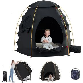 Pack n play غطاء تعتيم مع 6 "مروحة" ، خيمة تعتيم ، وجراب نوم للأطفال ، وغطاء تعتيم سافر سافر - خيمة Baby Blackout للحزمة واللعب من أجل نوم الطفل