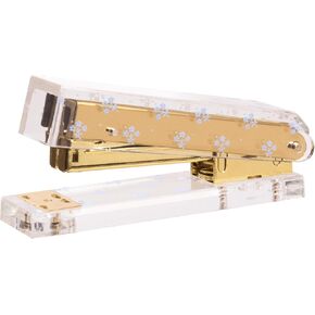 Laura Ashley Heirloom Cottage Mini Stapler-Stapler Stapler Mini Gold & Acrylic Desk مع لهجات الأزهار-STAPLERESS 5 "