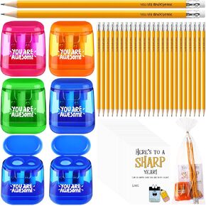 Spakon 24 Sets End of Year Student Gift Bulk Including 24 You Are Awesome Colored Pencil Sharpeners 48 Motivational Pencils with Gift Bags Students Classroom Prize Gift