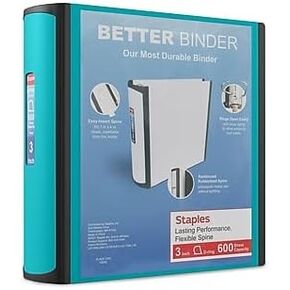 Staples 3 بوصة 3 حلقات Binder ، الأزرق الفاتح ، 2/حزمة (ST55891-CCVS)