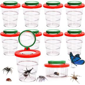 Coloch 10 Pack Bug Viewer for Kids ، Blastic Exclifyed Box Box Endressed Bug Mashifier حاوية قابلة للتنفس حشرات حشرة قفص أدوات مراقبة علة علة ، للأطفال ، الأطفال ، استكشاف الطبيعة