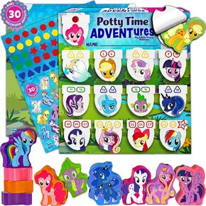 LIL ADVENTS Potty Time Adventures - My Little Pony with 14 Wooden Block Toy Prizes | Potty Training Advent Game | As Seen on Shark Tank | Wood Block Toys, Reward Chart, Activity Board and Stickers