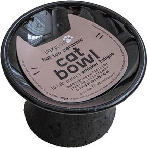 Flat Top Ceramic Bowl for Cats - Black - 7.5oz Capacity, Stylish Pet Safe Feeding Dish, Dishwasher Safe, Food & Water, Scratch Resistant