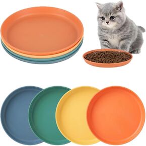 4 PCS Cat Food Dish 5.9 بوصة قطة ضحلة التغذية الرطبة الأوعية المبللة ودية قمح قش قش صفيحة ملونة وعاء القطط مسطح للقطط والقطط القصيرة