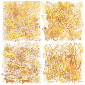 Dizdkizd Pre Cut Gold Holographic Stickers, 180 Pieces Large Size Glitter Transparent Resin Sticker Decals for Scrapbooking Crafts Laptop Gift Wraps Water Bottles Art