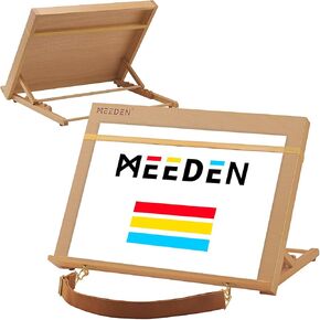لوحة رسم ورسم فنان استوديو كبيرة من MEEDEN، لوحة رسم من خشب الزان A2 قابلة للتعديل للطلاب والمبتدئين والفنانين - لوحة حامل خشبية لسطح المكتب مع مربع على شكل حرف T، 25-5/8 بوصة × 19 بوصة