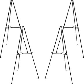 PUJIANG 63" Aluminum Easel Stand for Sign, Large Collapsible Easels for Display Posters/Whiteboard, Adjustable Height Artist Easel for Painting- Floor/Tabletop, Holds 25 lbs,1pcs