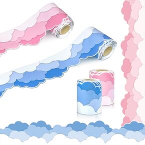 65.6ft Bulletin Board Decorations - 2 Rolls Cloud Trim ، قابلة لإعادة الاستخدام في الفصول الدراسية لرجوع إلى ديكور المدرسة والمعلمين ومستلزمات المنزل
