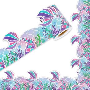 32.8ft Bulletin Bulletin Border Border Mermaid Ocean Creatures يموت قطع الحدود لفة الحدود تحت Sea Birthday Party Classroom School Chalkboard School