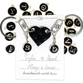 Personalized Brick Matching Heart Keychain for Boyfriend Girlfriend Valentines Day Christmas Gift Idea Custom Gift Set