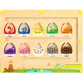 Magnetic Color and Number Maze - Montessori Toy for 3 and above Year Olds, Wooden Magnet Balls Puzzle & Toddler Busy Board Game, Preschool Learning Activities Fine Motor Skills Toys for Boys and Girls