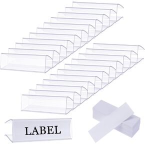 100 Pcs Plastic Label Holder with 100 Pcs Label Inserts, 3" L x1" H Clear Plastic Shelf Label Holder, Shelf Sign and Ticket Holder, Clips On to Shelves 5/8" to 3/4" Thick