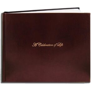 BookFactory Funeral Guest Book '' A Celepration of Life ''/Bolded Leather Memorial Book/Memorial Guest Books (48 Pages-8 7/8 'x 7' ') Burgundy ، Section Selen Hardbound (log-048-97cs-xm (funeral-reg) -fx)