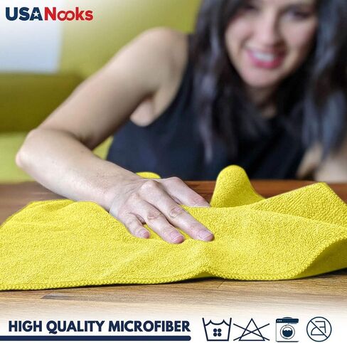 USANOOKS Microfiber Cleaning Cloth - 12Pcs (16x16 inch) High Performance - 1200 Washes, Ultra Absorbent Towels Weave Grimes & Liquid for Streak-Free Mirror Shine - Car Cleaning Rags - Multicolour Pack in Saudi Arabia