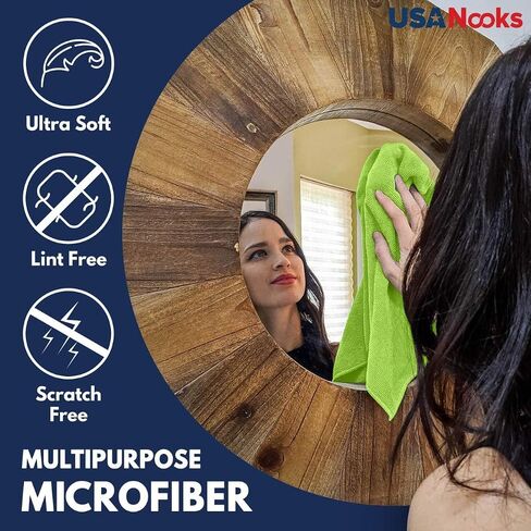 USANOOKS Microfiber Cleaning Cloth - 12Pcs (16x16 inch) High Performance - 1200 Washes, Ultra Absorbent Towels Weave Grimes & Liquid for Streak-Free Mirror Shine - Car Cleaning Rags - Multicolour Pack in Saudi Arabia