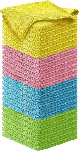 USANOOKS Microfiber Cleaning Cloth - 12Pcs (16x16 inch) High Performance - 1200 Washes, Ultra Absorbent Towels Weave Grimes & Liquid for Streak-Free Mirror Shine - Car Cleaning Rags - Multicolour Pack in Saudi Arabia