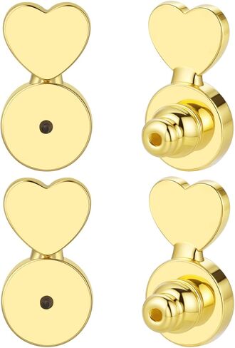 Earring Backs, AKRUWELRY Heart Shape Earring Lifter Backs Replacements for Droopy Ears Heavy Earrings Locking Earring Backings for Studs Large Support Backs in Kuwait
