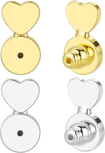 Earring Backs, AKRUWELRY Heart Shape Earring Lifter Backs Replacements for Droopy Ears Heavy Earrings Locking Earring Backings for Studs Large Support Backs in Kuwait