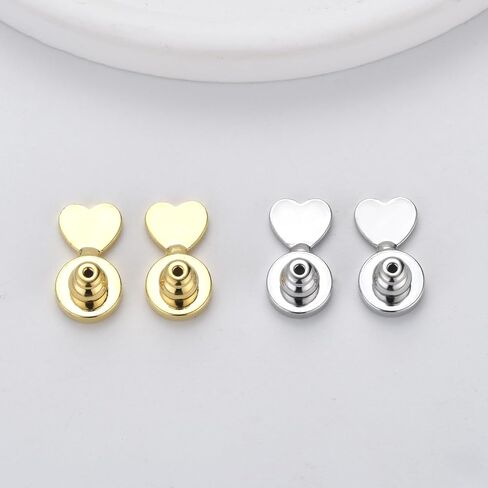 Earring Backs, AKRUWELRY Heart Shape Earring Lifter Backs Replacements for Droopy Ears Heavy Earrings Locking Earring Backings for Studs Large Support Backs in Kuwait