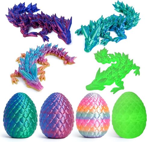 4pcs بيض التنين المطبوع ثلاثية الأبعاد مع التنين في الداخل ، لعبة Mini Mystery Egg Egg Toy Crystal Toy ، هدايا ديكور المكتب المنزلي ، مجموعة لعبة الحيوانات المطبوعة ثلاثية الأبعاد (مجموعة B) in Kuwait