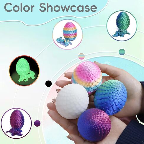 4pcs بيض التنين المطبوع ثلاثية الأبعاد مع التنين في الداخل ، لعبة Mini Mystery Egg Egg Toy Crystal Toy ، هدايا ديكور المكتب المنزلي ، مجموعة لعبة الحيوانات المطبوعة ثلاثية الأبعاد (مجموعة B) in Kuwait