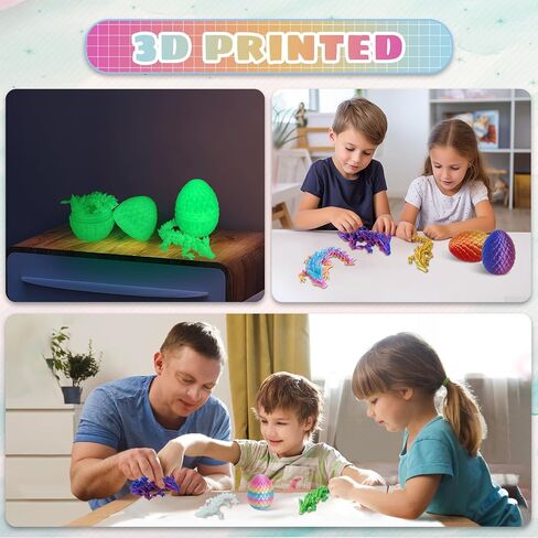 4pcs بيض التنين المطبوع ثلاثية الأبعاد مع التنين في الداخل ، لعبة Mini Mystery Egg Egg Toy Crystal Toy ، هدايا ديكور المكتب المنزلي ، مجموعة لعبة الحيوانات المطبوعة ثلاثية الأبعاد (مجموعة B) in Kuwait