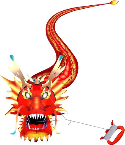 HENGDA KITE Legendary Dragon Kite,for Kids and Adults,Easy to Fly,Excellent Fabric and Structure Design,Suitable for Square, Beach, Grass, Park,Excellent Gift,(35x157) in in Kuwait