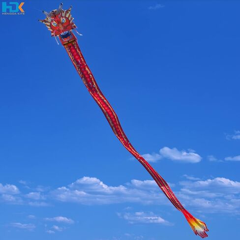 HENGDA KITE Legendary Dragon Kite,for Kids and Adults,Easy to Fly,Excellent Fabric and Structure Design,Suitable for Square, Beach, Grass, Park,Excellent Gift,(35x157) in in Kuwait