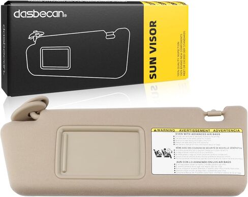 Dasbecan Left Driver Side Sun Visor Compatible with Toyota Tacoma 2005 2006 2007 2008 2009 2010 2011 2012 2013 2014 2015 Visor Assembly Without Light 74320-04181-E1 Beige in Kuwait