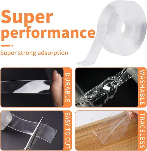Double-Sided Nano Tape, Clear Removable Adhesive Mounting Tape (9.85ft) in Saudi Arabia