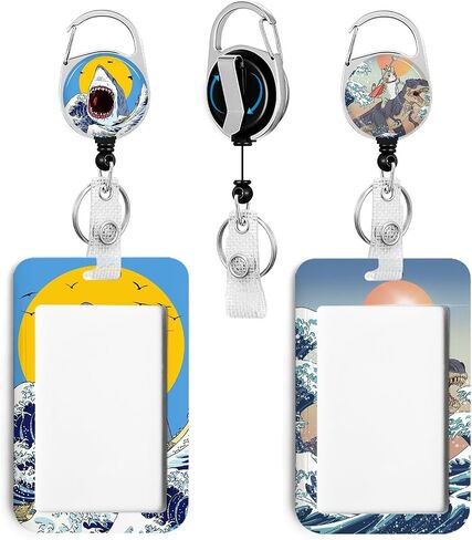 2 Pack Cute Cat and Shark ID Badge Holder with Clip Badge Reels Retractable Heavy Duty,Keychain，ID Holder for School Nurse Office in Saudi Arabia