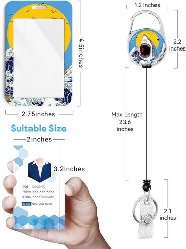 2 Pack Cute Cat and Shark ID Badge Holder with Clip Badge Reels Retractable Heavy Duty,Keychain，ID Holder for School Nurse Office in Saudi Arabia