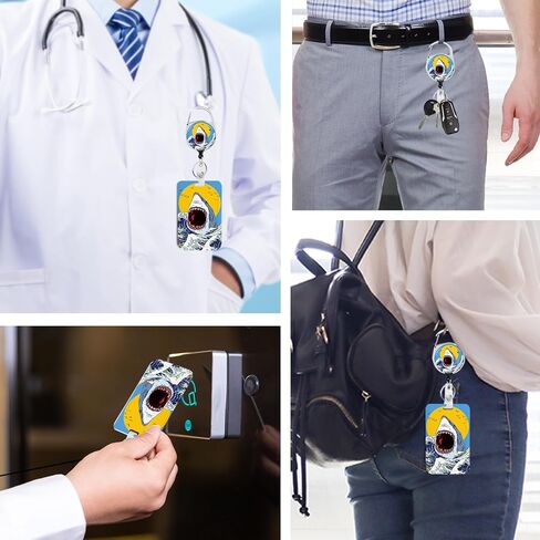 2 Pack Cute Cat and Shark ID Badge Holder with Clip Badge Reels Retractable Heavy Duty,Keychain，ID Holder for School Nurse Office in Saudi Arabia