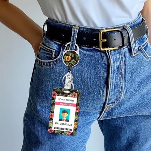 حامل شارة ID CHGCRAFT مع حاملي شارة معرف الحبل المستطيل حامل بطاقة بطاقة بطاقة علامة التجميل مع مشبك لبطاقة هوية العمل مكتب ممرضة الطالب ، ديناصور ، 4.3 × 2.8 بوصة in Kuwait