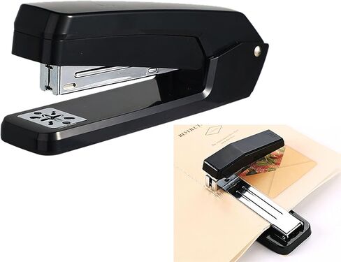 Rotatable Desktop Staples, 5.3 Inch Labor Saving Black Stapler for About 25 Sheets Capacity with 1000 Pcs No.12 Staples (Black) in Saudi Arabia