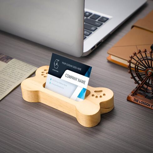 2 PCS Dog Business Card Holder Wooden Desk Dog Dog Card Stand Pet Paw Print Farmhouse Business Organizer for Office Tabletop Desk (Walnut Color) in Kuwait