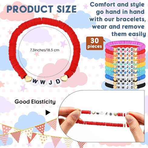 30 Pcs WWJD Bracelets Jesus Friendship Bracelets Bulk Religious Christian Wristbands for Kids First Communion Day in Kuwait