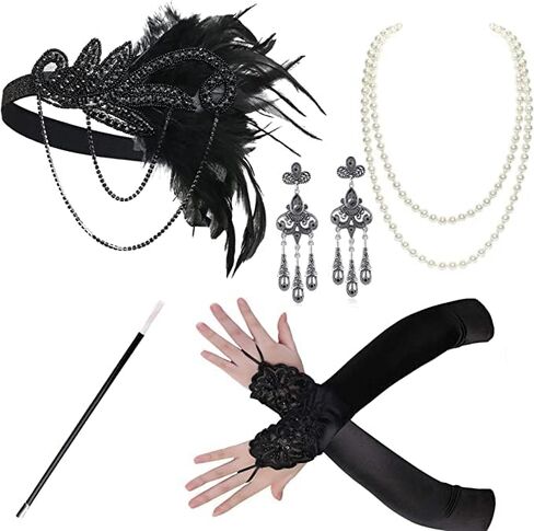868A - Plus Size 1920s Vintage Fringed Gatsby Sequin Cold Shoulder Tassels Flapper Party Cocktail Dress with Accessories in Saudi Arabia