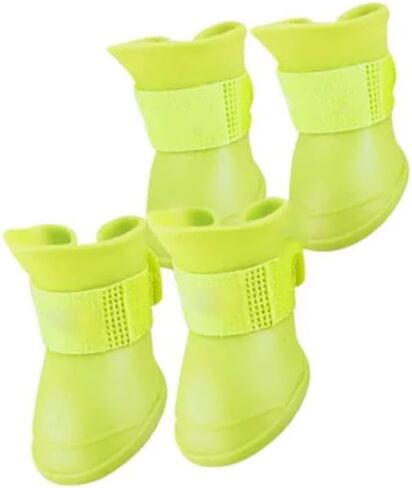 Ejoyous Dog Boots, Cute Design Dog Silicone Boots, Skidproof Soft Dog Silicone Rainshoes for Puppy Teddy Pomeranian Bichon (Yellow M) in Kuwait
