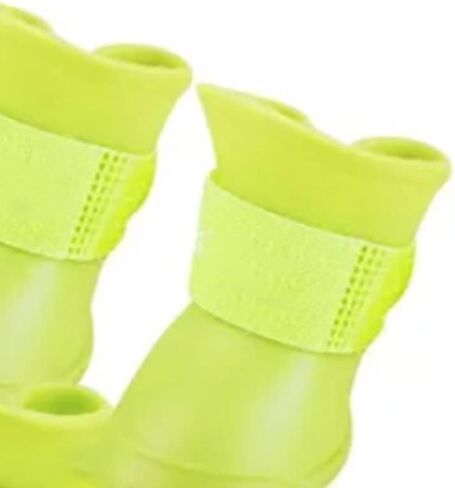 Ejoyous Dog Boots, Cute Design Dog Silicone Boots, Skidproof Soft Dog Silicone Rainshoes for Puppy Teddy Pomeranian Bichon (Yellow M) in Kuwait