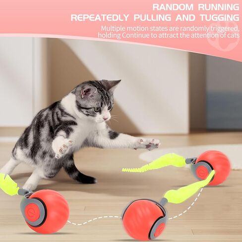 Speed Moving Tail 2.0 3.0 Interactive Cat Toy Ball for Bored Indoor Moving Cat Toy Smart Ball Rechargeable Automatic Mouse Chasing Toy Two Speed Adjustment (Orange) in Saudi Arabia