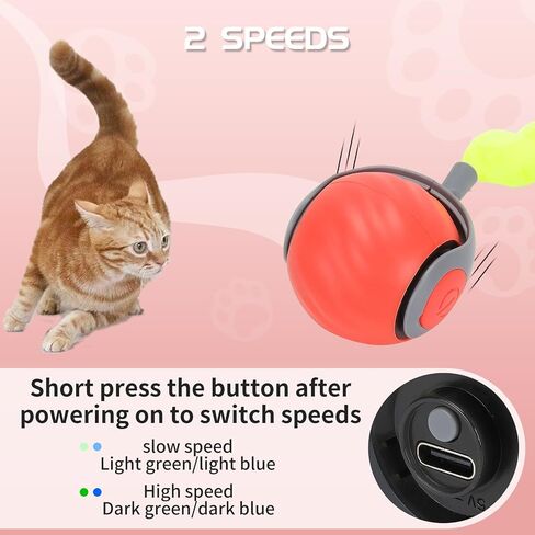 Speed Moving Tail 2.0 3.0 Interactive Cat Toy Ball for Bored Indoor Moving Cat Toy Smart Ball Rechargeable Automatic Mouse Chasing Toy Two Speed Adjustment (Orange) in Saudi Arabia