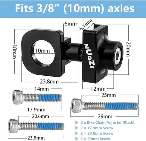 2Pcs Bicycle Chain Tensioner Adjuster Regulator, Aluminum Alloy Bike Chain Fastener Bike Repair Tools for BMX Fixie Single Speed Bike (Red) in Saudi Arabia